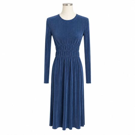 Zara Maxikleid Blau XS/34 | Plissee | Langarm