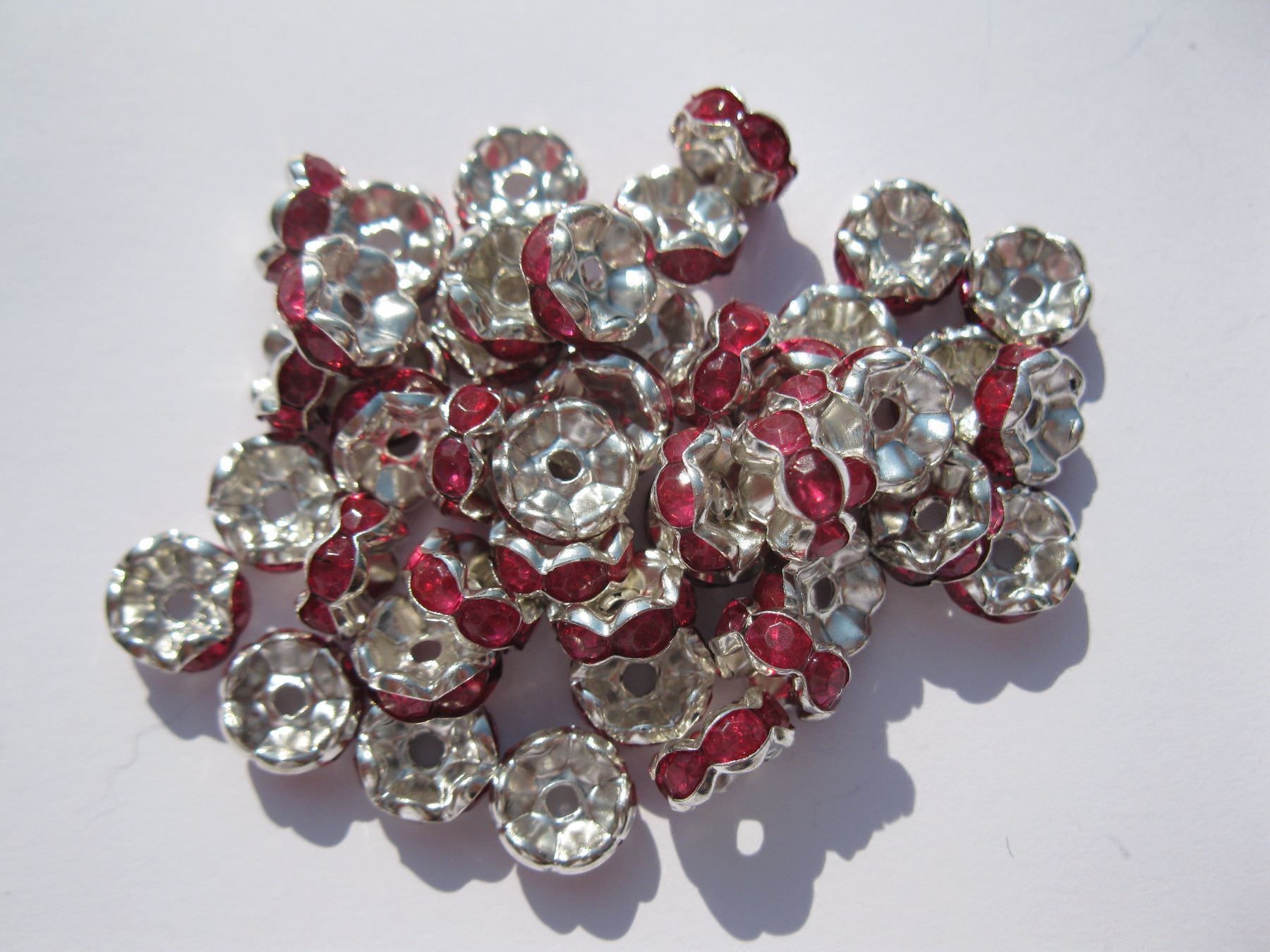 Perle (finte): 20 Strass Rondellen Blume, fuchsia, 8mm – Nuovo e nell'imballaggio originale da St. Margarethen TG venduto da LuanaKa 1