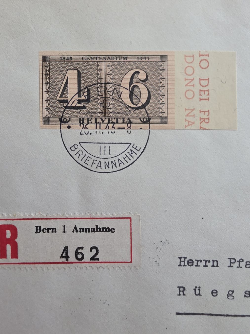 Tutti i francobolli: Ersttagsbrief Postmarken 1943 – Usato da Bern venduto da Kocholo 3