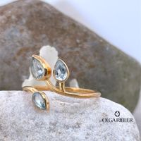 Feiner Silber Ring 925 mit 3 Topasen  Grösse 55