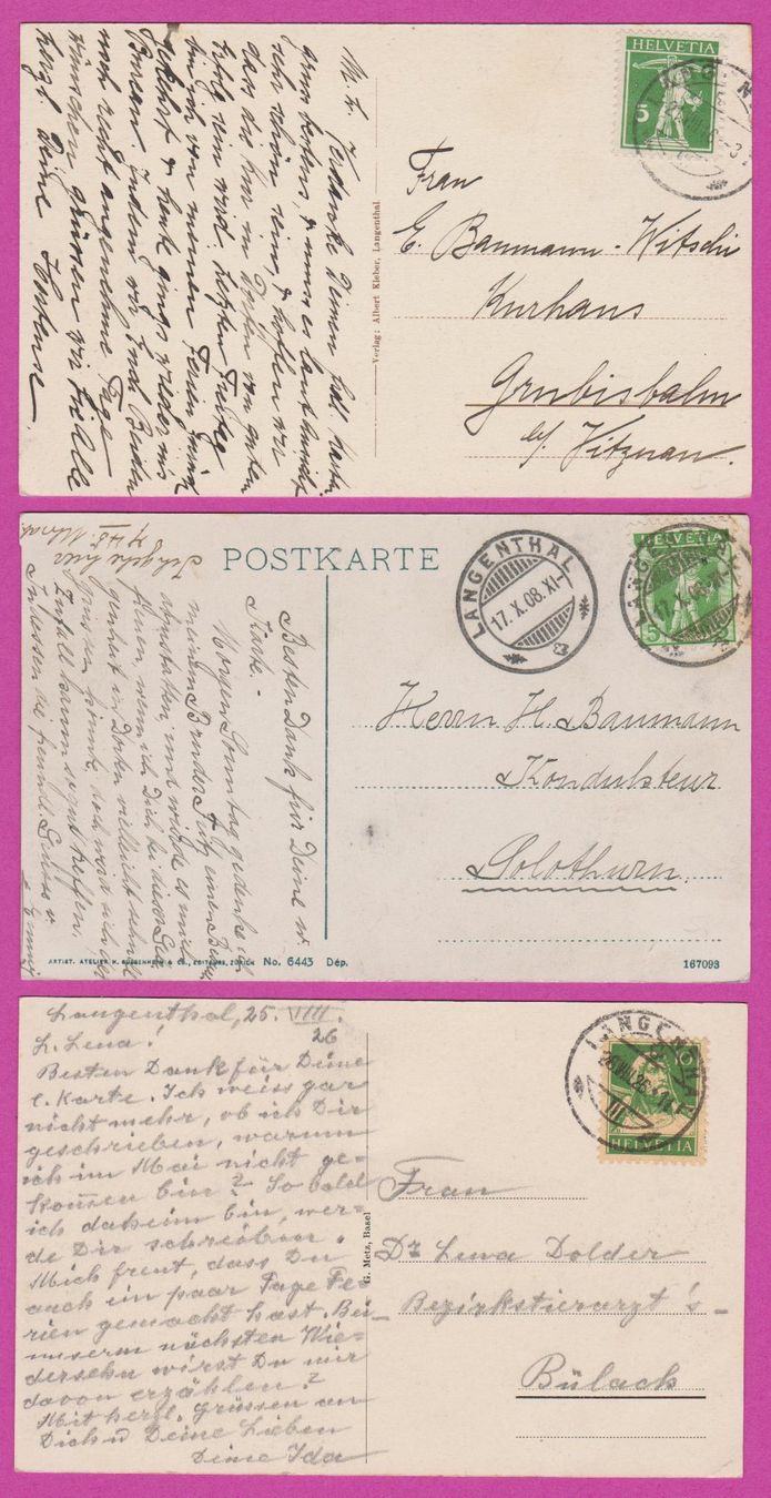 Cartoline postali: Langenthal BE  :   Lot von 7 alten Ansichtskarten – Usato da Vitznau venduto da Ropaku 1