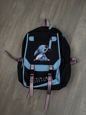 Rucksack Stitch Motiv schwarz hellblau guter Zustand