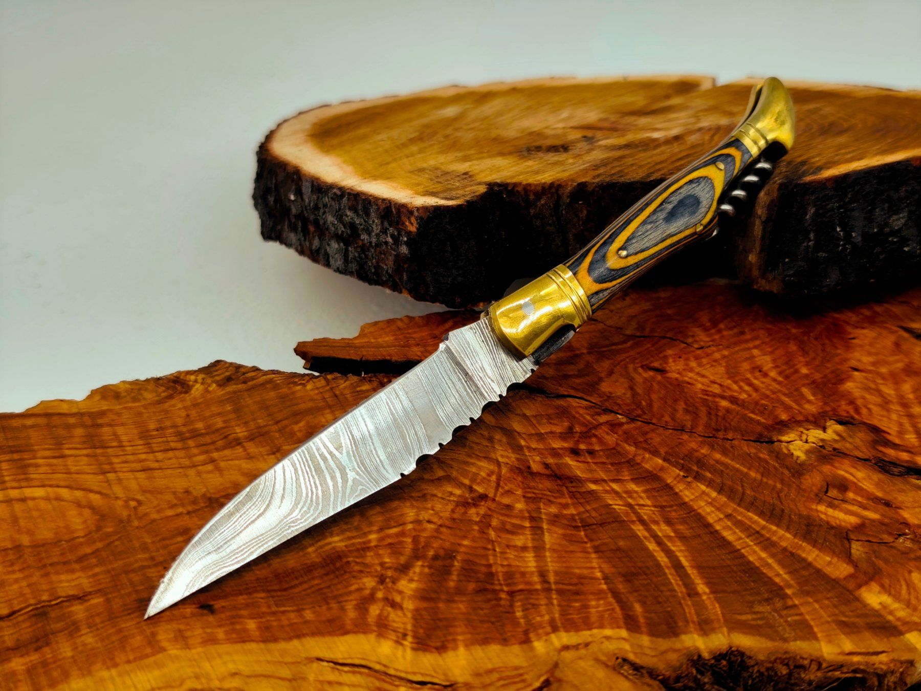 Accessori: Laguiole Damast Messer Klappmesser echtes Damastmesser – Nuovo e nell'imballaggio originale da Arlesheim venduto da Premius_1