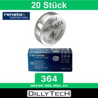 Renata 364 Box, SR621SW Knopfzellenbatterie - 20 Stk.