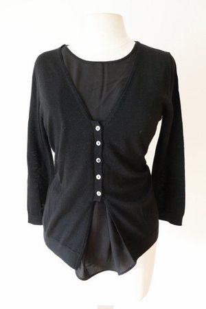 STEFANEL 100% Wolle Pulli Shirt Bluse 2 in 1 Pullover Gr.XS