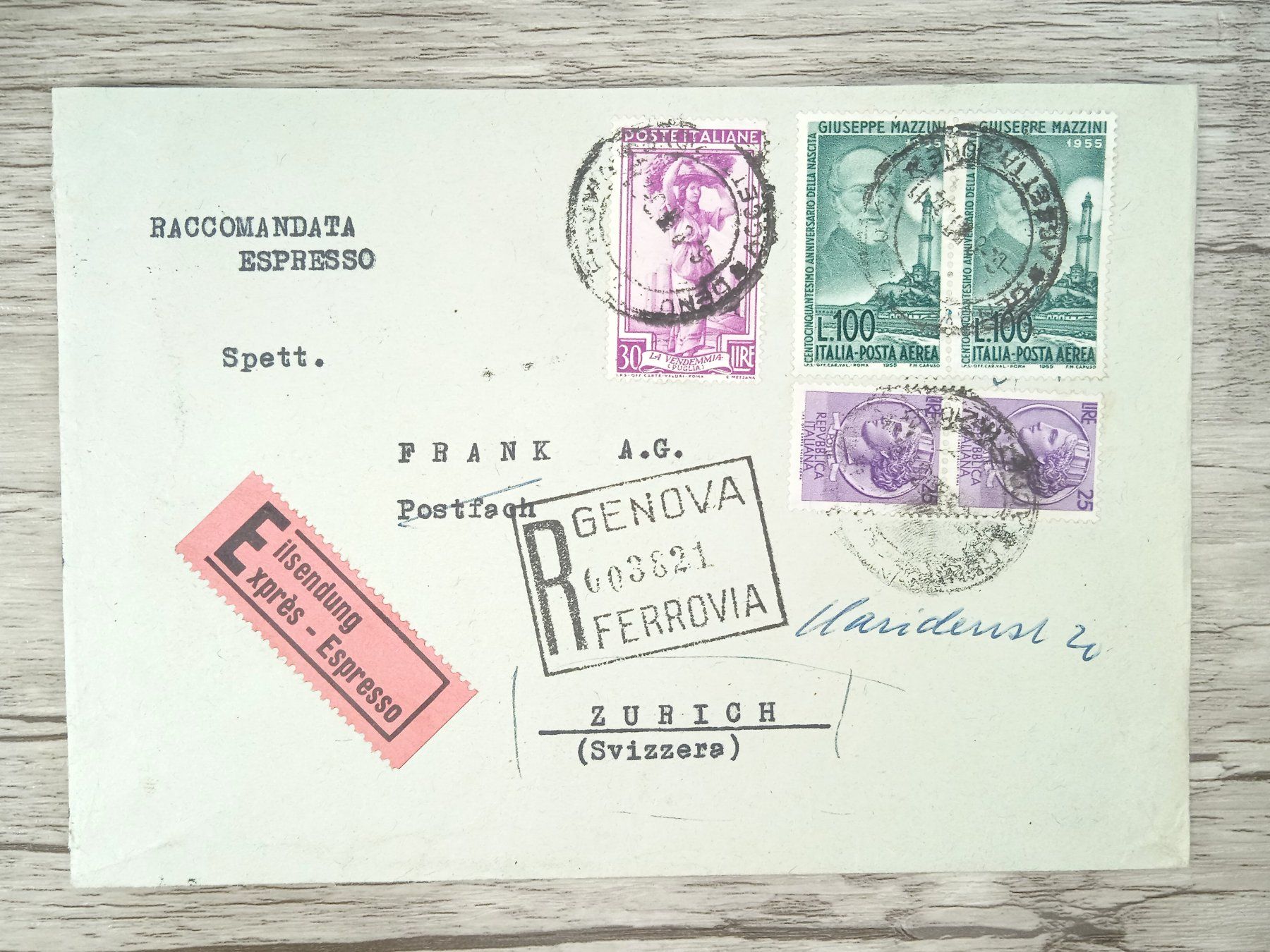 Alle Briefmarken: TR73 Enveloppe + Timbre Italie 1956 – Gebraucht aus Cousset von Patrick_Collections