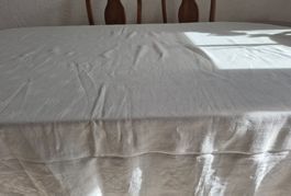 Leinen Tischdecke, weiss, Sterne, 2oo x 165 cm