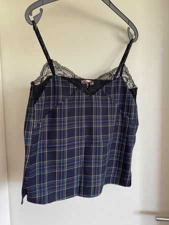 Schickes Top Gr. L kariert mit Spitze re:named