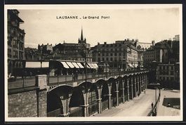 AK Lausanne, Le Grand Pont, Strassenbahn