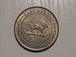 SILBER / 50 Cents (Half Shilling) / East Africa / 1937
