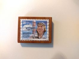 Magnet mit Briefmarke Pilotin USA