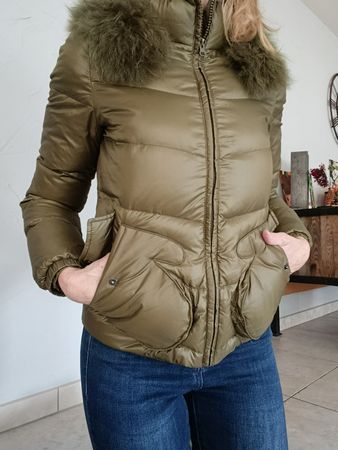 VESTE DOUDOUNE PLUMES VERT OLIVE PETIT S