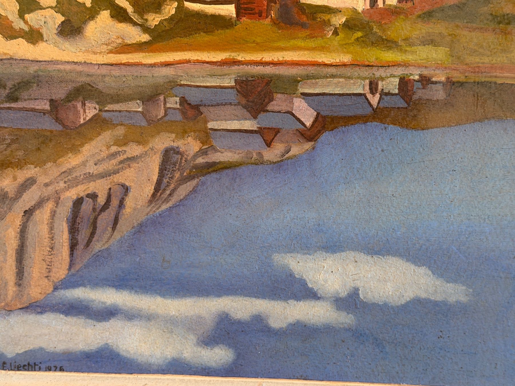 Dipinti: Vintage Ölgemälde Bergdorf Seereflexion 1926 – Usato da Basel venduto da PAUL_ART 4