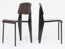 Vitra Standard Stuhl von Jean Prouvé, dunkle Eiche & Schwarz