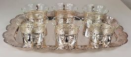 SCHOTT MAINZ JENAER GLAS Alte 6 Glas Teetassen Mit Tablett