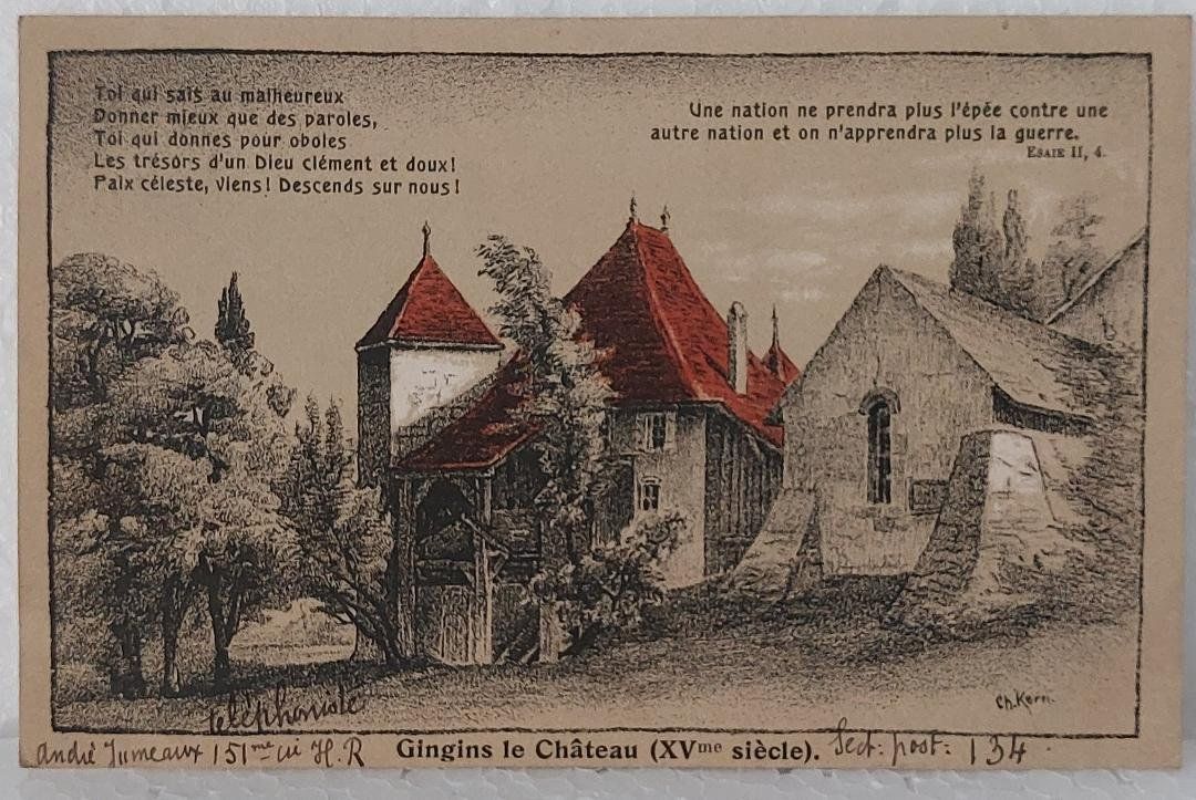Cartoline postali: GINGINS  -  Le Château -  1917 – Usato da Delémont venduto da Domdom1