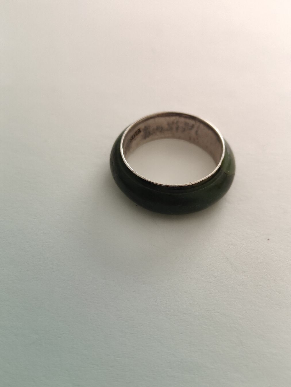 Anelli: Schicker Silberring mit Jade-Inlay Gr. 58 – Usato da Degersheim venduto da Kaschmir