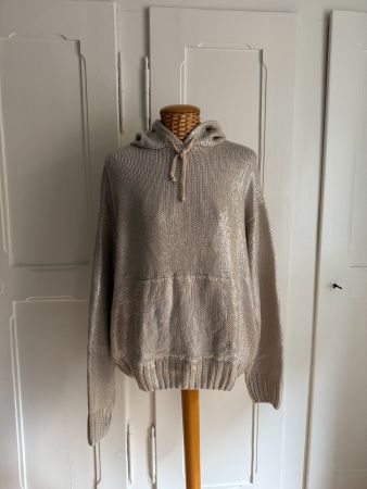 Hoodie Strickpullover beige glitzernd XL