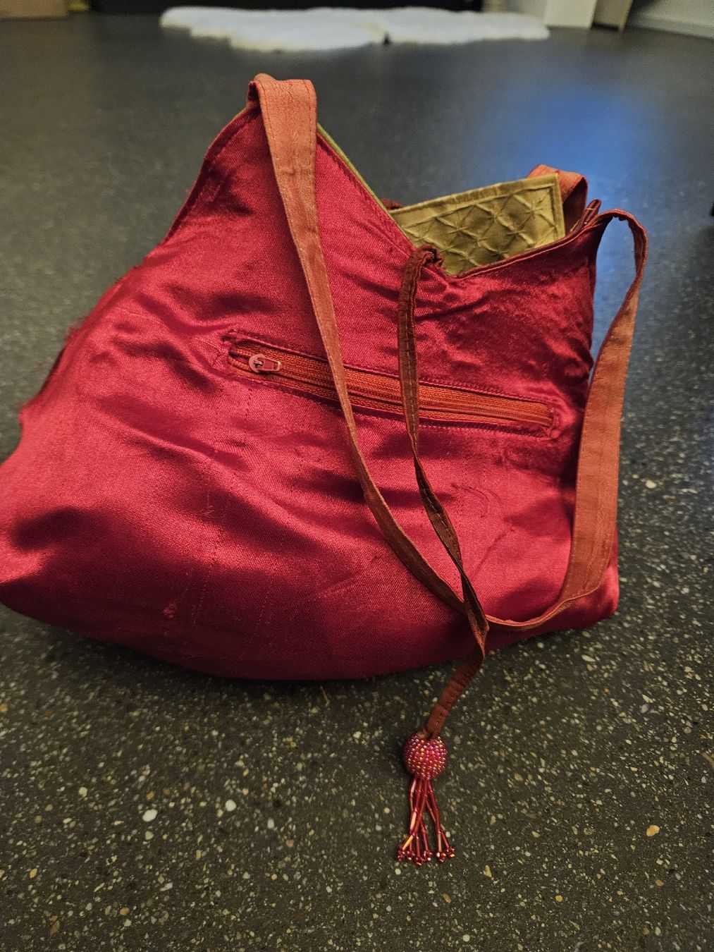 Taschen für Damen: Patchwork Tasche, rot/gemustert – Gebraucht aus Anwil von tamoos 4