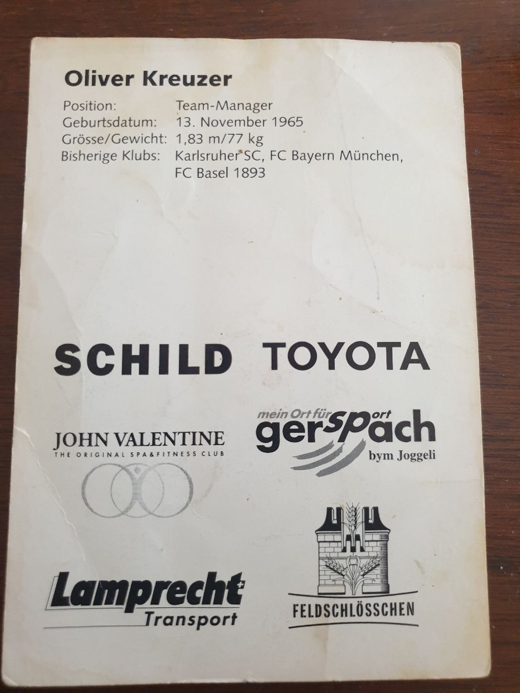 Autogramme: Oliver Kreuzer Autogrammkarte – Gebraucht aus Olten von Marsmobil 1