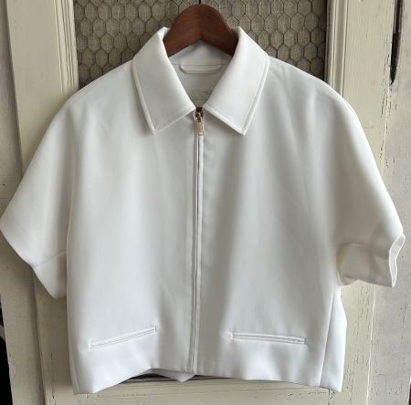 Blazer court, blanc, Zara