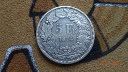 5 Fr 1874 B Ohne Punkt (Berne) 196'000 pièces
