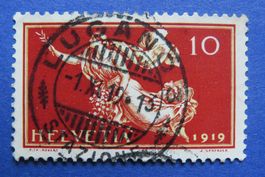 10 Rp.Friedensmarke 1919 - Vollstempel LUGANO
