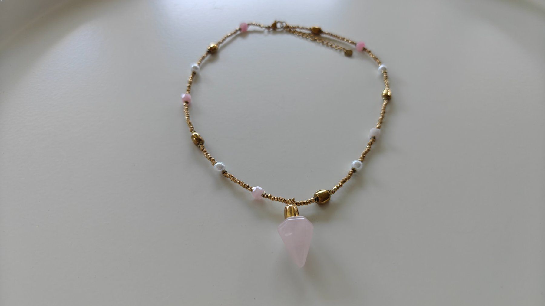 Catenine: Rose Quartz Pendulum Stainless Steel Necklace – Nuovo (secondo la descrizione) da Allschwil venduto da Jani_Banani 4