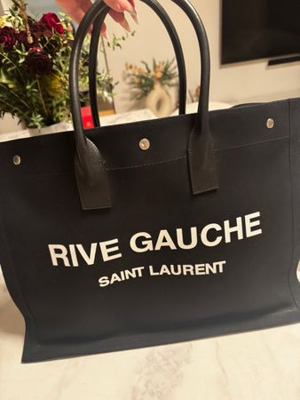 Saint Laurent Rive Gauche Tote – Schwarz – Original Canvas/L