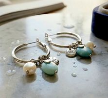 Design Creolen mit Amazonit und echte Perlen - A&C neu