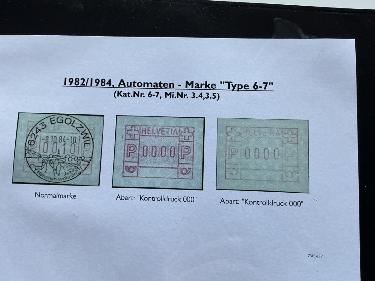 Tutti i francobolli: Schweizer Briefmarken Automatentyp 6-7, 1982/84, Kontrolld. – Nuovo (secondo la descrizione) da Hedingen venduto da Juniswiss 1