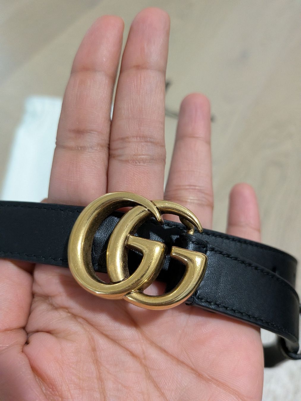 Gucci Gürtel: Gucci Thin Double G Leather Belt Black/Gold Hardware – Gebraucht aus Morges von dhi_y2qk 2