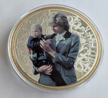 Münze Prinzessin Diana -  versilbert + teilvergoldet