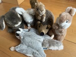 Bundle of Plush Animals - Squirrel, Rabbit, Hedgehog!