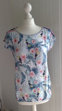 T-shirt CHRIS motifs Tropical oiseaux Toucans, taille M