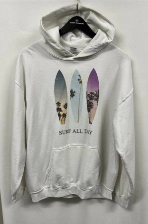 Weisser Hoodie mit Surfbrett Print - Grösse M/L Neu