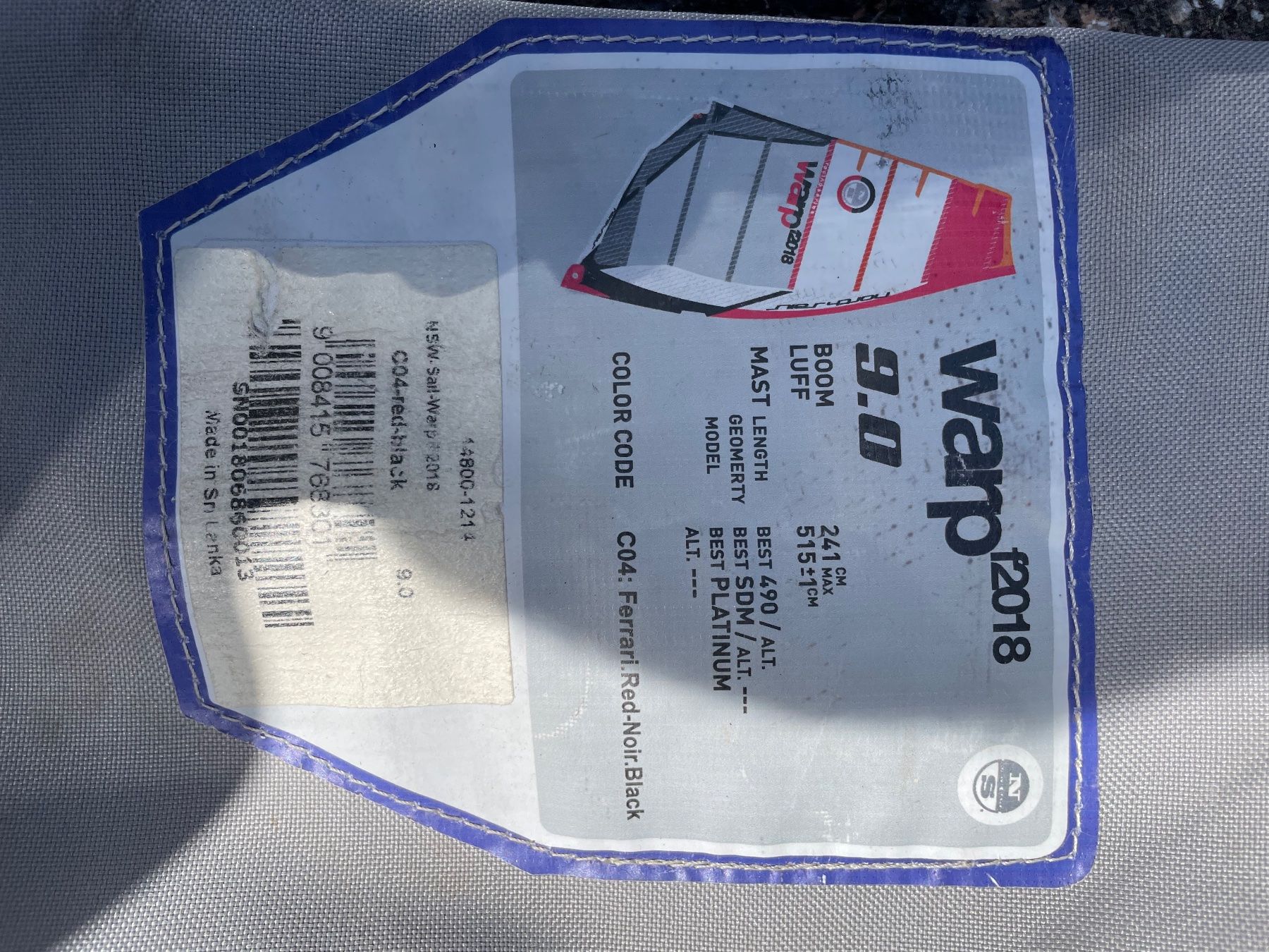 North Sails Surf: North Sails WARP 9.0 + RAM 8.6 + Mast – Usato da Grand Lancy venduto da Musigny25