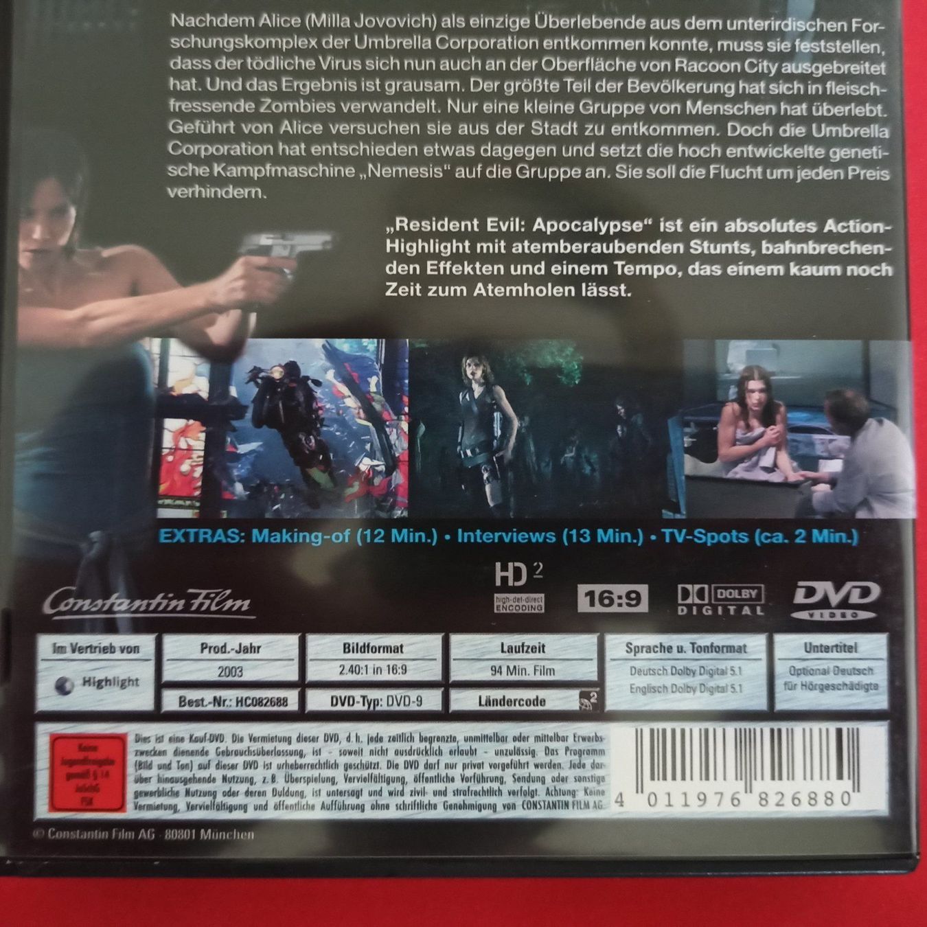 Tutti i DVDs: Resident Evil: Apocalypse – Usato da Dübendorf venduto da kb86_MOVIE 2