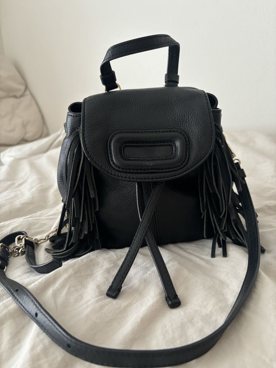 Maje Borse da donna: Maje Mini Rucksack / Tasche -Schwarz Leder – Usato da Zürich venduto da ccitylightss