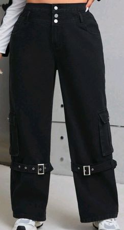 Jeans cargo noir, taille 44