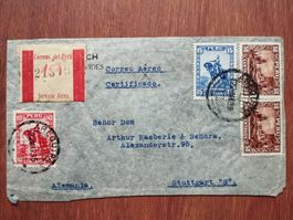 Peru - Luftpostbrief 1935 mit vielen Stempeln