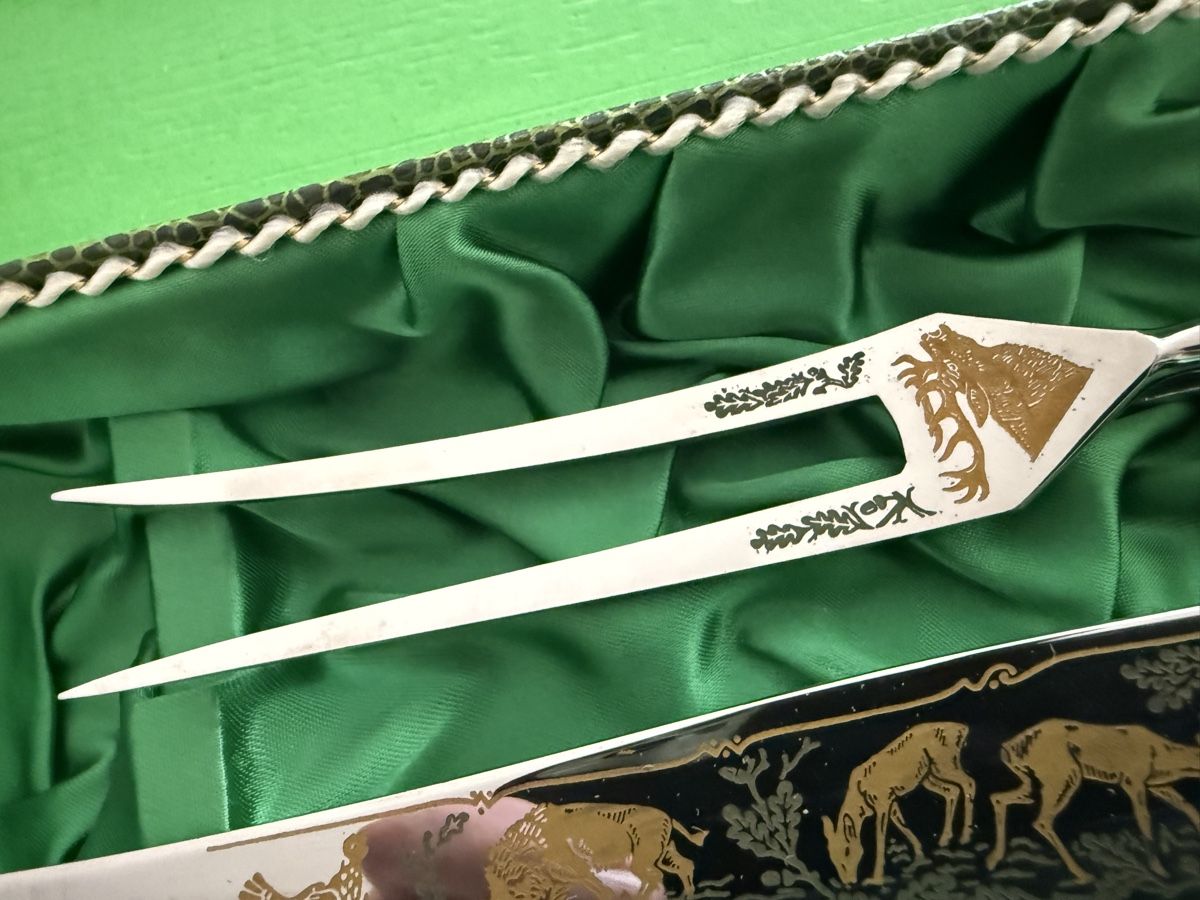 Posate: Fleischgabel und Messer mit Hirschmotiv Antike Messer – Usato da Goldach venduto da Messerguru 3