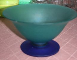 Glasschüssel Glasschale matt grün - blau klein
