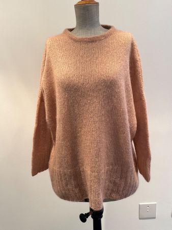 Handgestrickter Longpullover aus Mohair/Seide
