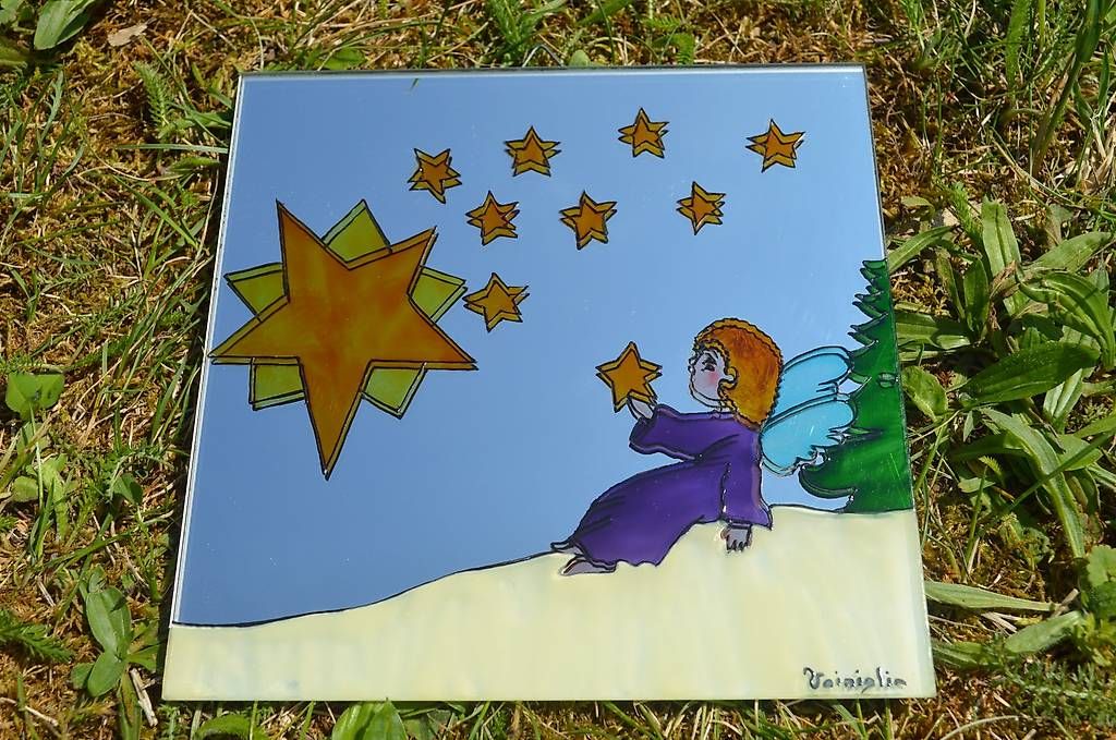 Specchi: Création de petits miroirs peints, Lot de 5: Les Anges 15x15 – Nuovo (secondo la descrizione) da Roche VD venduto da pre_h85m 4