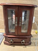 Vintage Schmuckkasten Spieluhr mit Glastüren, Holz, Vintage