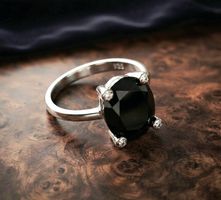 Silber 925 Onyx-Zirkonia Ring - Neu