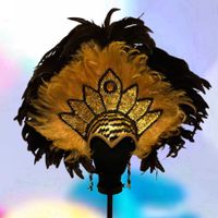 Neuer Fasnachts-Hut / Feder-Kopfschmuck Gold-Schwarz