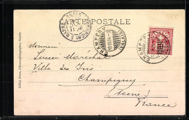 Cartoline postali: AK Champery, L'Eglise, 1904 – Usato da Berlin venduto da bartko-reher 1