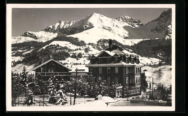 Cartoline postali: Adelboden, Hotel Schoenegg mit Bunderspi – Usato da Berlin venduto da bartko-reher